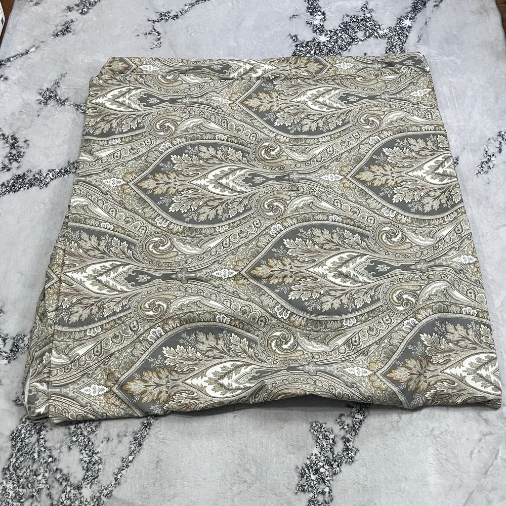 Pottery Barn Full Queen Duvet Cover Paisley Medallion Gray Taupe Neutral